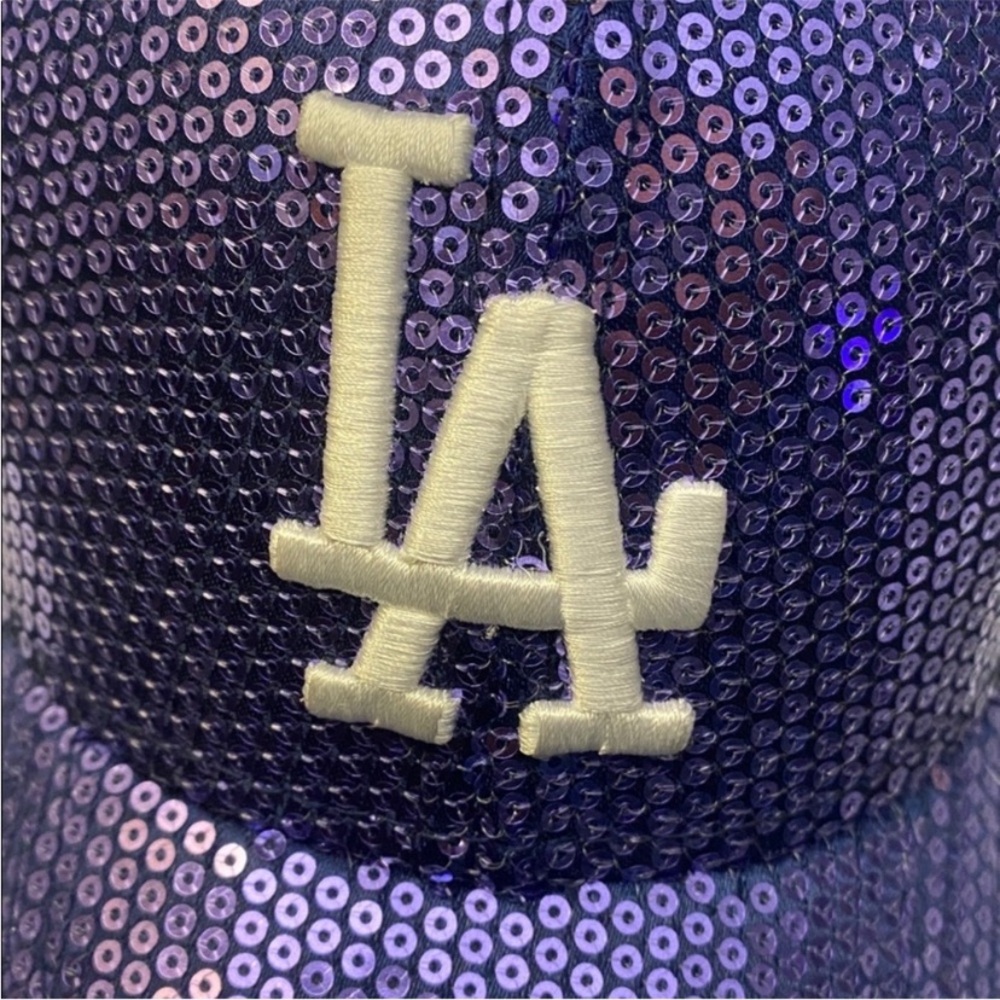 Dodgers Los Angeles New Era Sequin Blue 9FORTY Women's Cap - Picture 3 of 12